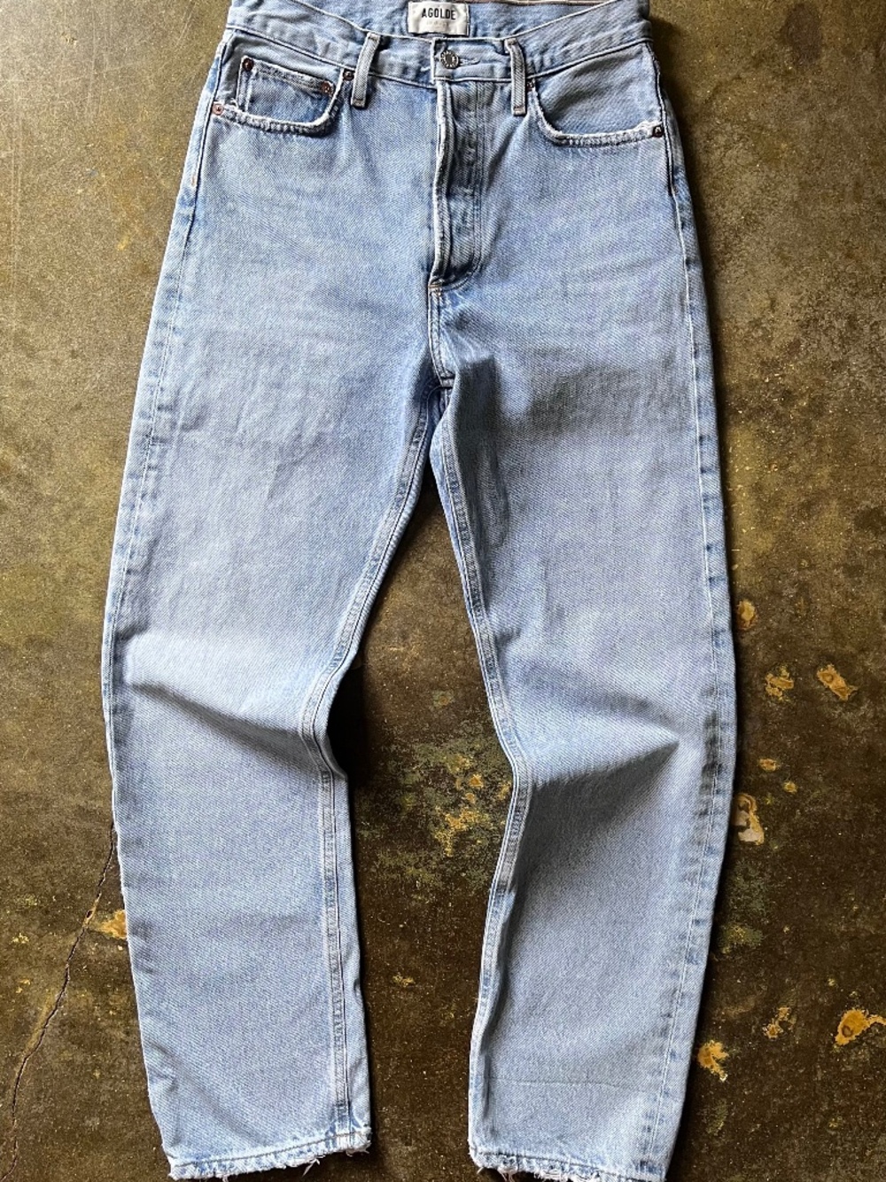 AGOLDE 90s Pinch Waist High Rise Straight Jeans Light Wash Organic Cotton Sz 26